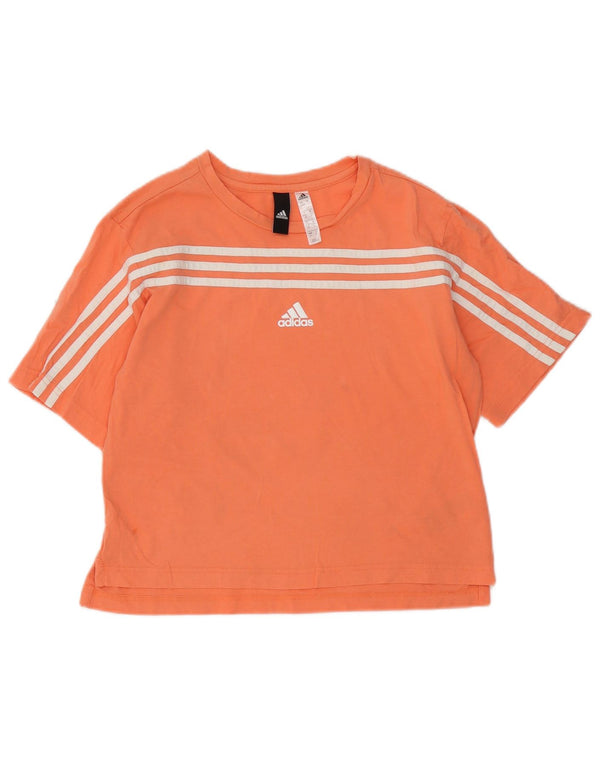 Adidas Womens T-Shirt Top UK 8/10 Small Orange Cotton