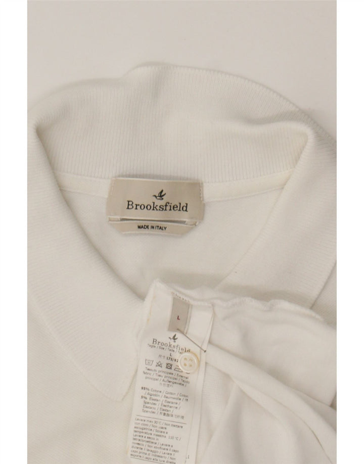 BROOKSFIELD Womens Polo Shirt UK 16 Large White Cotton Vintage Brooksfield and Second-Hand Brooksfield from Messina Hembry 