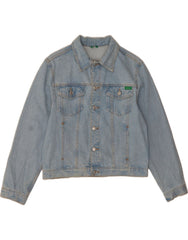 BENETTON Womens Crop Denim Jacket UK 18 XL Blue Cotton