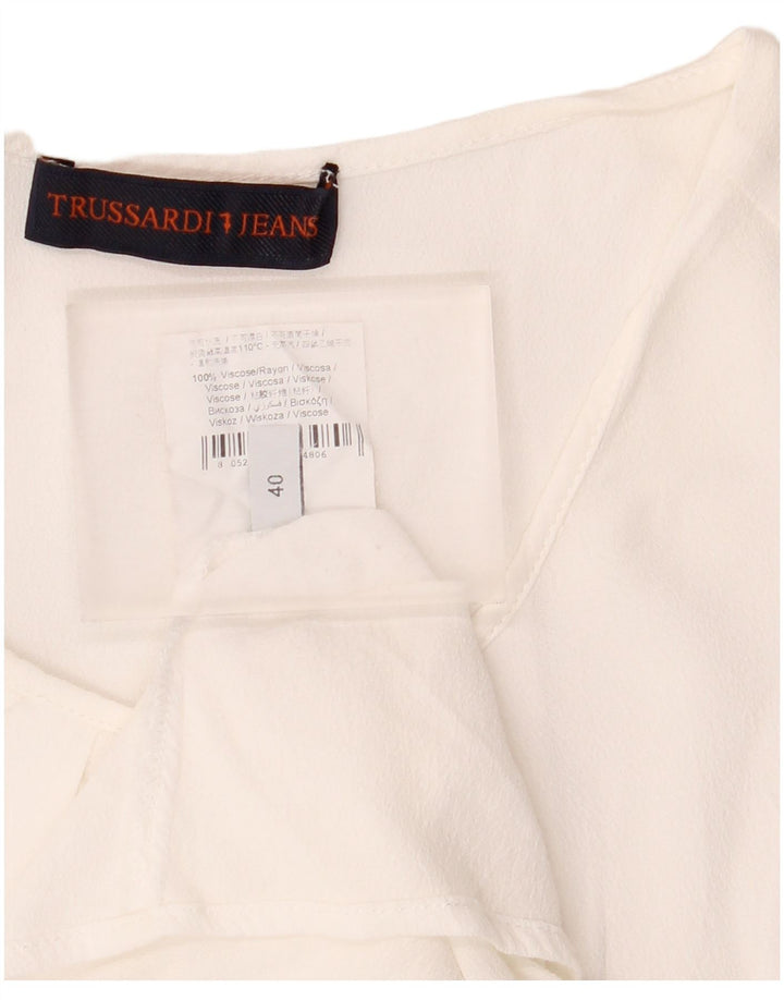 Trussardi Jeans Womens Blouse Top IT 40 Small White Viscose