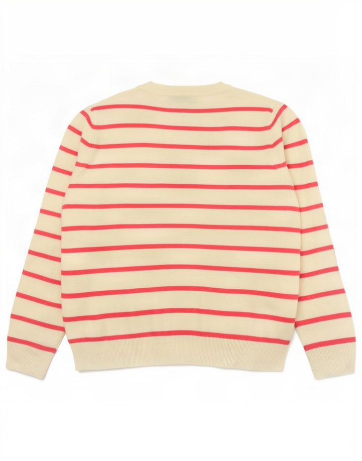 Marks & Spencer Womens V-Neck Jumper Sweater UK 14 Medium Pink Striped