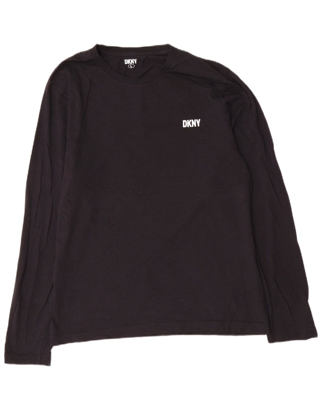 Dkny Mens Top Long Sleeve Large Black Cotton