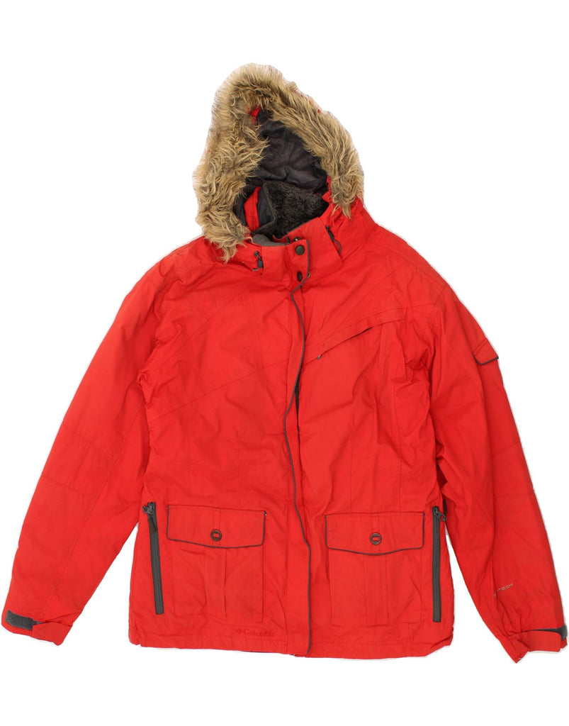 COLUMBIA Womens Interchange Hooded Windbreaker Jacket UK 16 Large Red Vintage Columbia and Second-Hand Columbia from Messina Hembry 