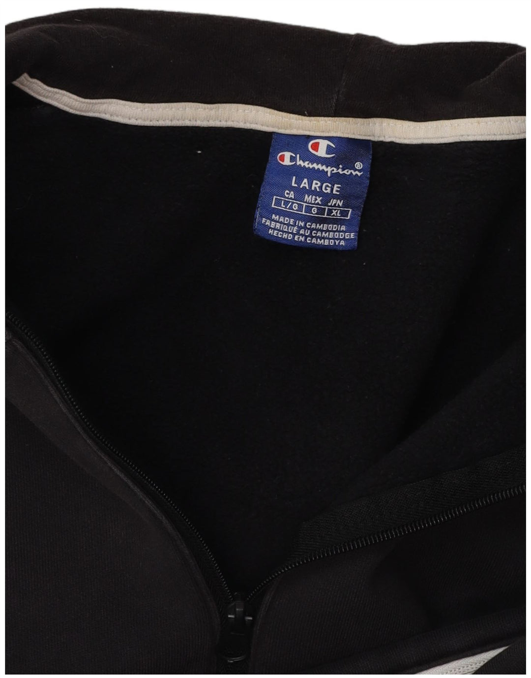 Champion Mens Graphic Zip Neck Hoodie Jumper Large Black Colourblock