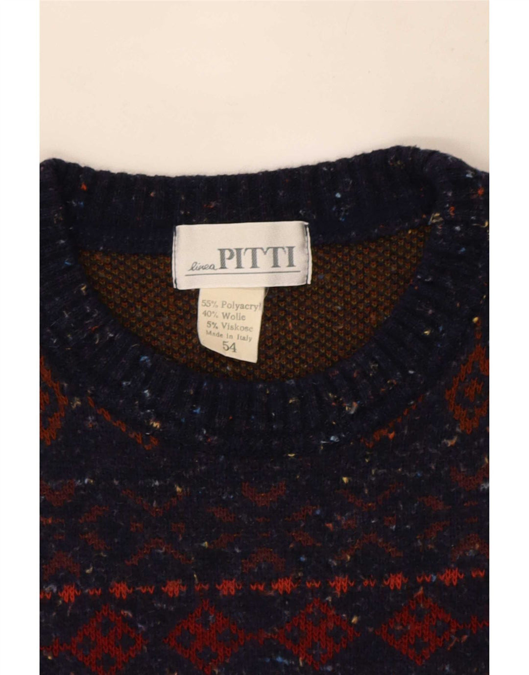 Pitti Mens Crew Neck Jumper Sweater IT 54 XL Multicoloured Fair Isle
