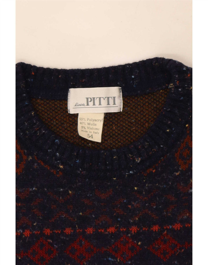 Pitti Mens Crew Neck Jumper Sweater IT 54 XL Multicoloured Fair Isle