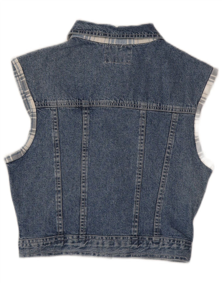 Squaw Womens Crop Denim Gilet UK 12 Medium Blue Cotton