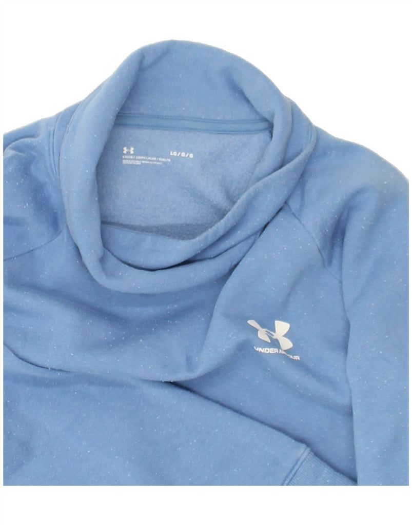 UNDER ARMOUR Womens Crop Roll Neck Sweatshirt Jumper UK 16 Large Blue | Vintage Under Armour | Thrift | Second-Hand Under Armour | Used Clothing | Messina Hembry 