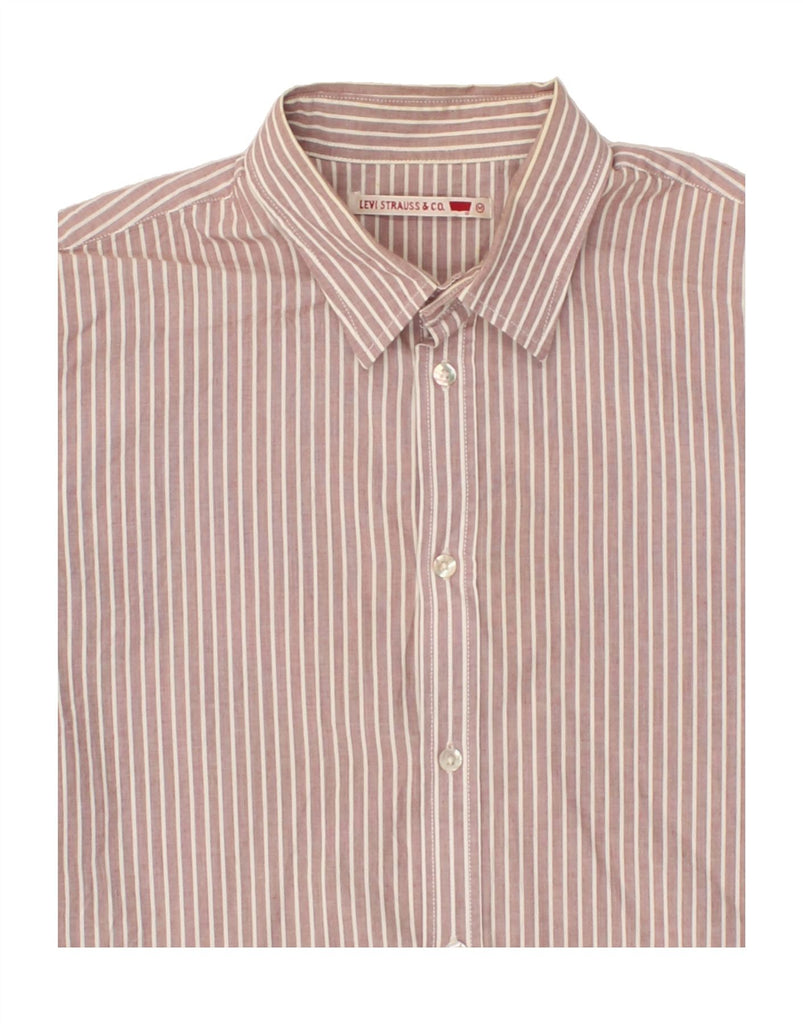 LEVI'S Mens Short Sleeve Shirt Medium Pink Pinstripe Cotton Vintage Levi's and Second-Hand Levi's from Messina Hembry 