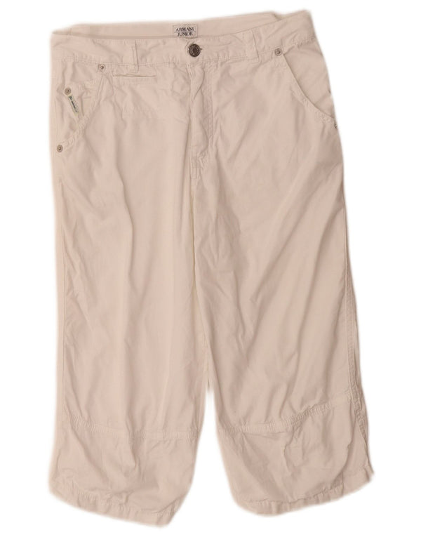 Armani Boys Straight Capri Trousers 10-11 Years W26 L17 White Cotton