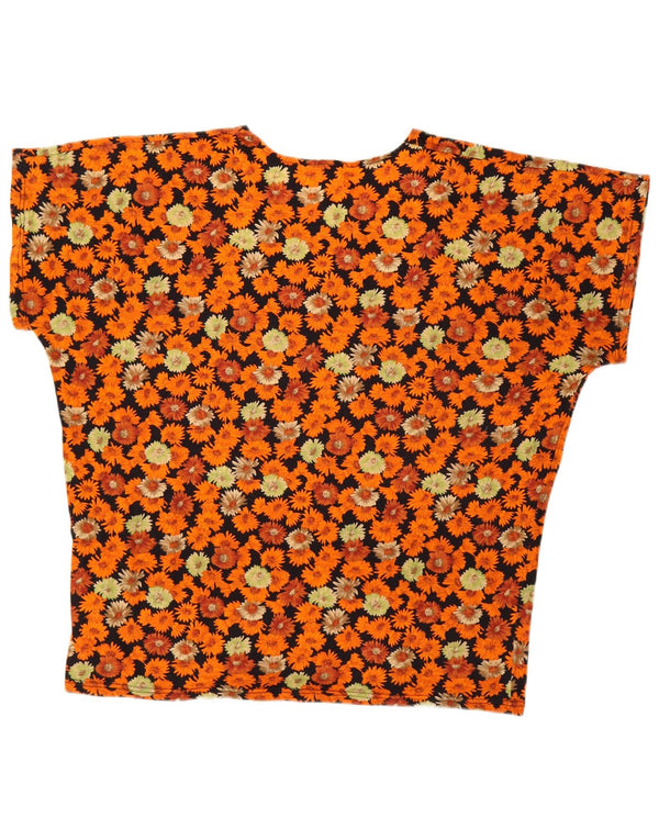 VINTAGE Womens T-Shirt Top UK 18 XL Multicoloured Floral Cotton