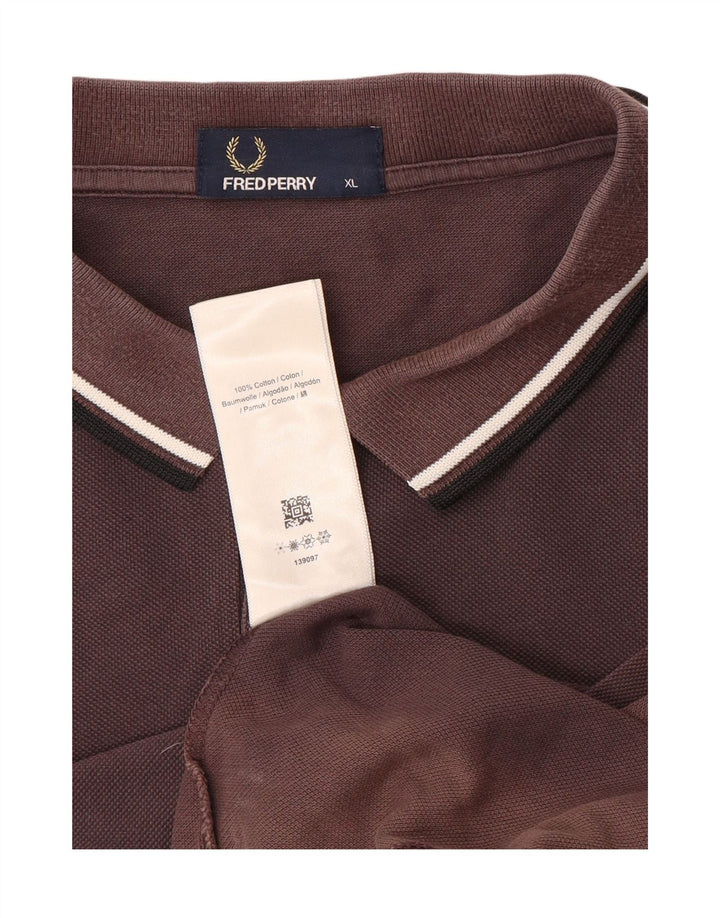 Fred Perry Mens Polo Shirt XL Brown Cotton