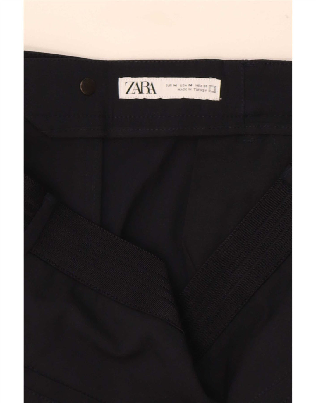 Zara Womens Straight Suit Trousers Medium W30 L30 Navy Blue Polyester