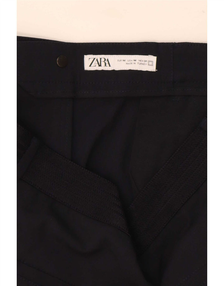 Zara Womens Straight Suit Trousers Medium W30 L30 Navy Blue Polyester