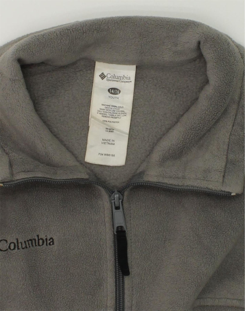 COLUMBIA Boys Fleece Jacket 14-15 Years Grey Colourblock Polyester | Vintage Columbia | Thrift | Second-Hand Columbia | Used Clothing | Messina Hembry 