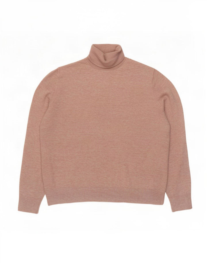 Marks & Spencer Womens Roll Neck Jumper Sweater UK 14 Medium Pink Polyester