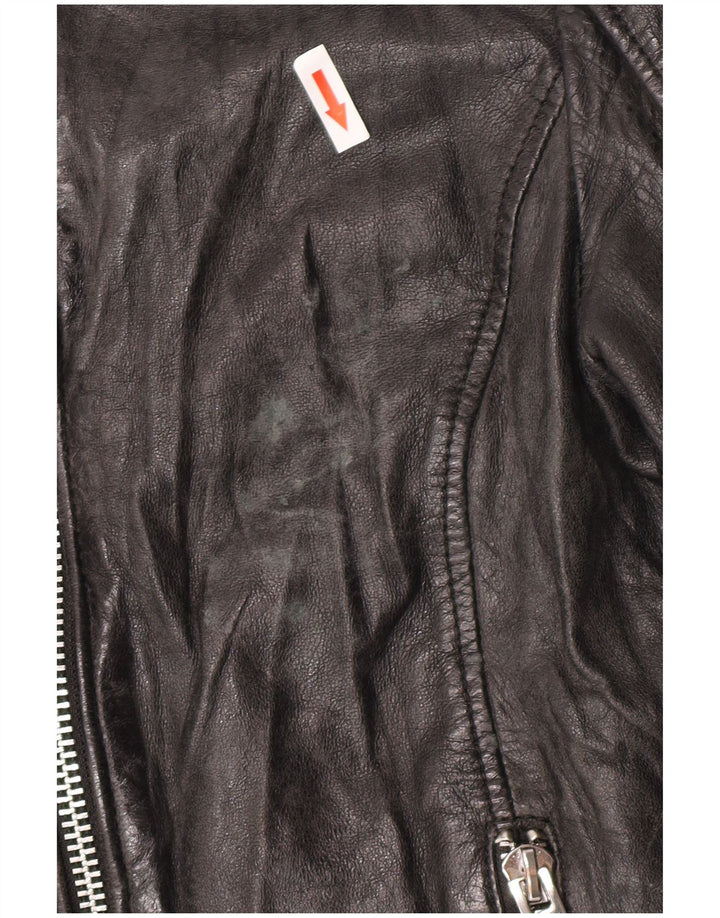 Gipsy Womens Leather Racer Jacket UK 10 Small Black Leather