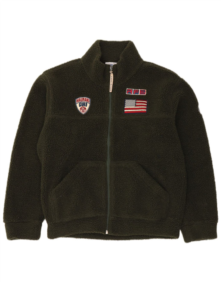 North Sails Mens Graphic Fleece Jacket UK 38 Medium Green Polyester