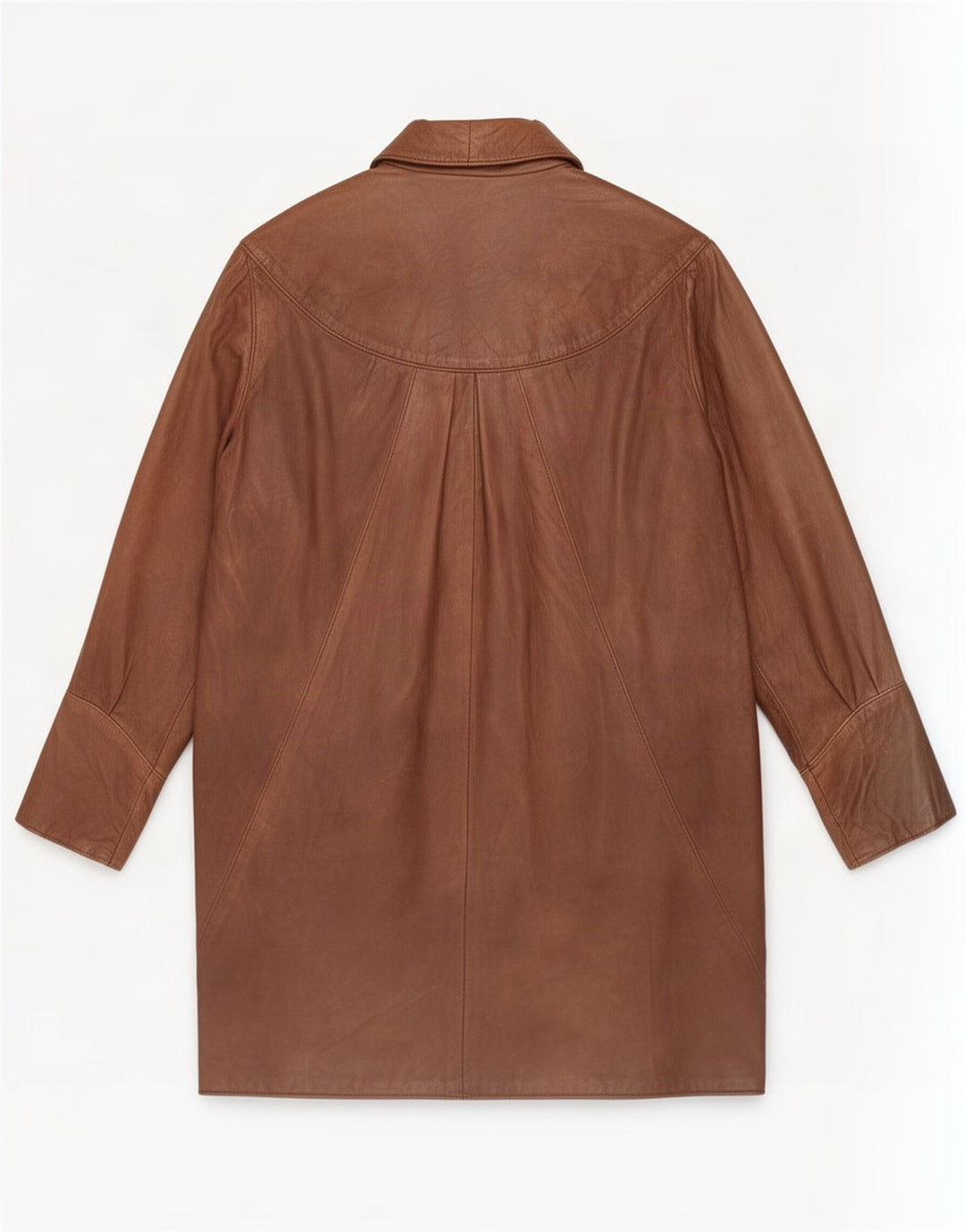 Vintage Womens Batwing Leather Coat UK 16 Large Brown