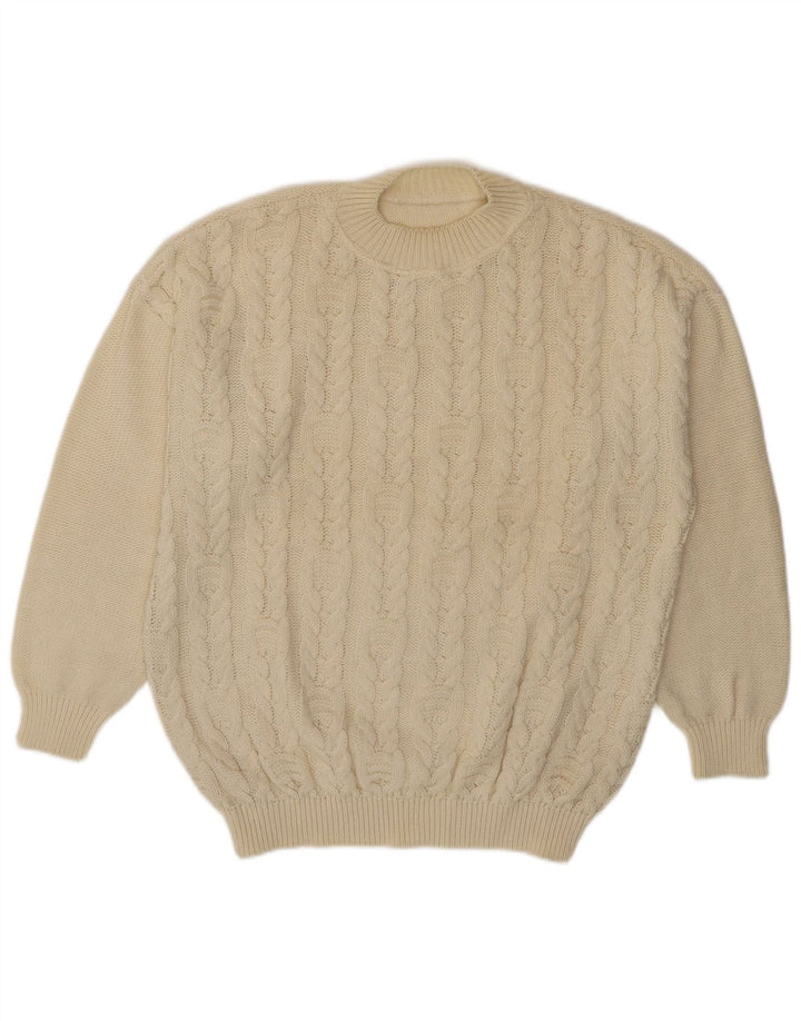 Vintage Mens Crew Neck Jumper Sweater Large Beige
