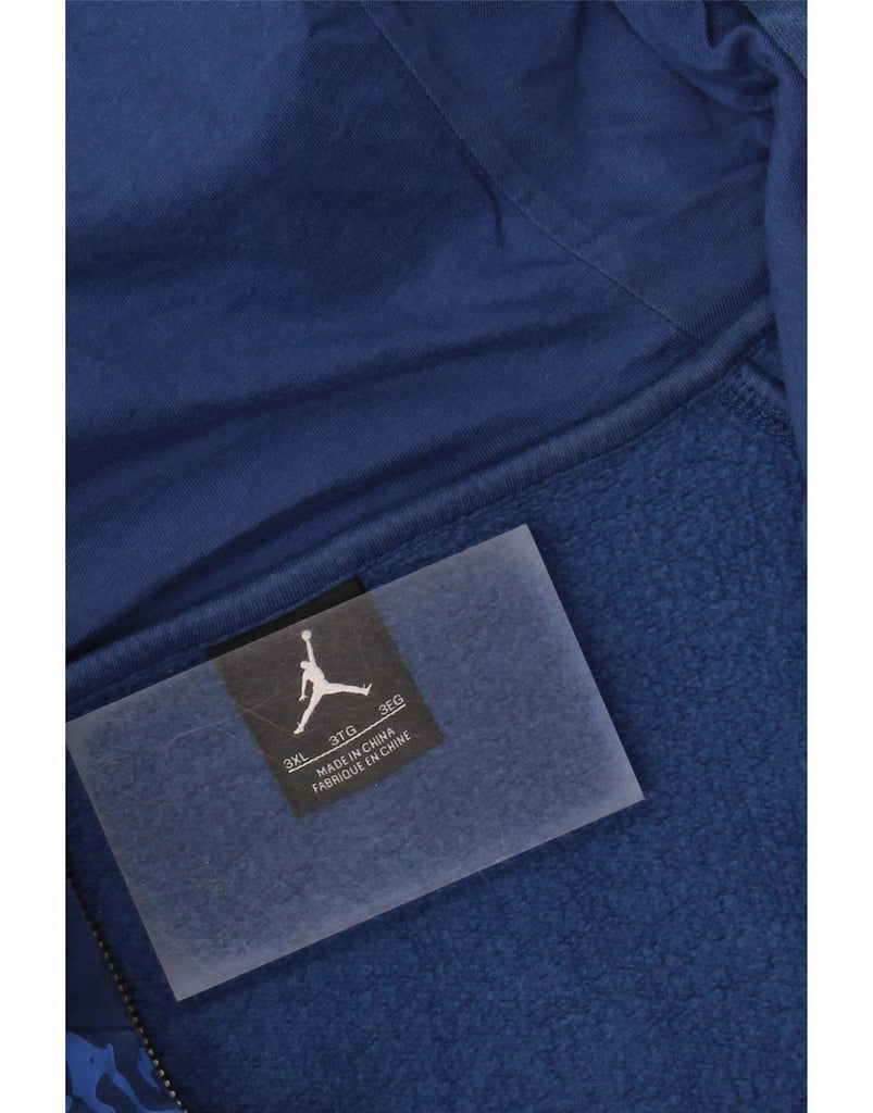 JORDAN Mens Zip Hoodie Sweater 3XL Blue Animal Print Cotton Vintage Jordan and Second-Hand Jordan from Messina Hembry 