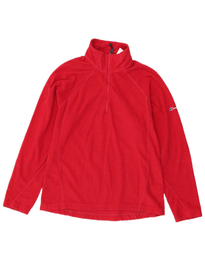 BERGHAUS Womens Zip Neck Fleece Jumper UK 12 Medium Pink Polyester