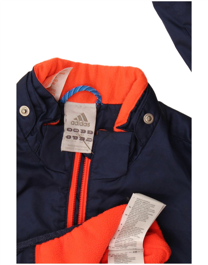 Adidas Boys Windbreaker Jacket 11-12 Years Navy Blue Colourblock Polyamide