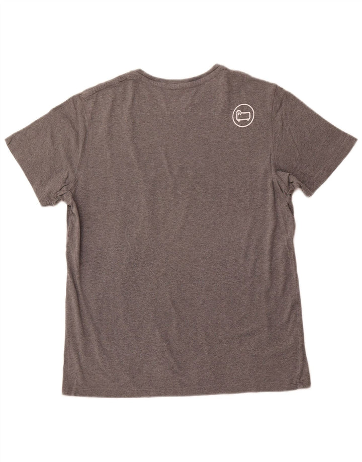 WOOLRICH Womens Penn-Rich Graphic T-Shirt Top UK 14 Large Grey Flecked