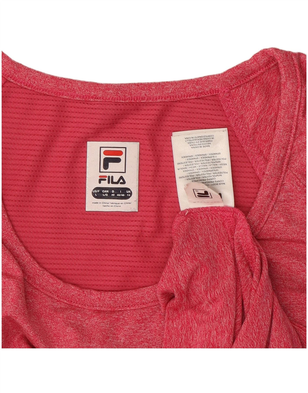 FILA Womens T-Shirt Top UK 14 Large Pink Polyester