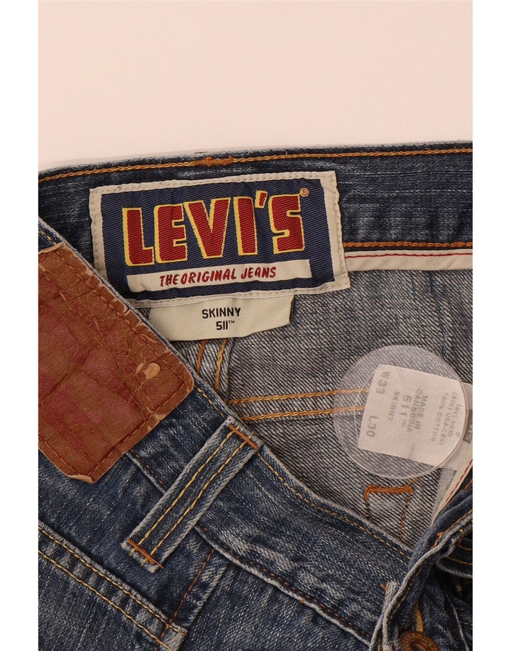 LEVI'S Mens 511 Skinny Jeans W33 L30 Blue Cotton