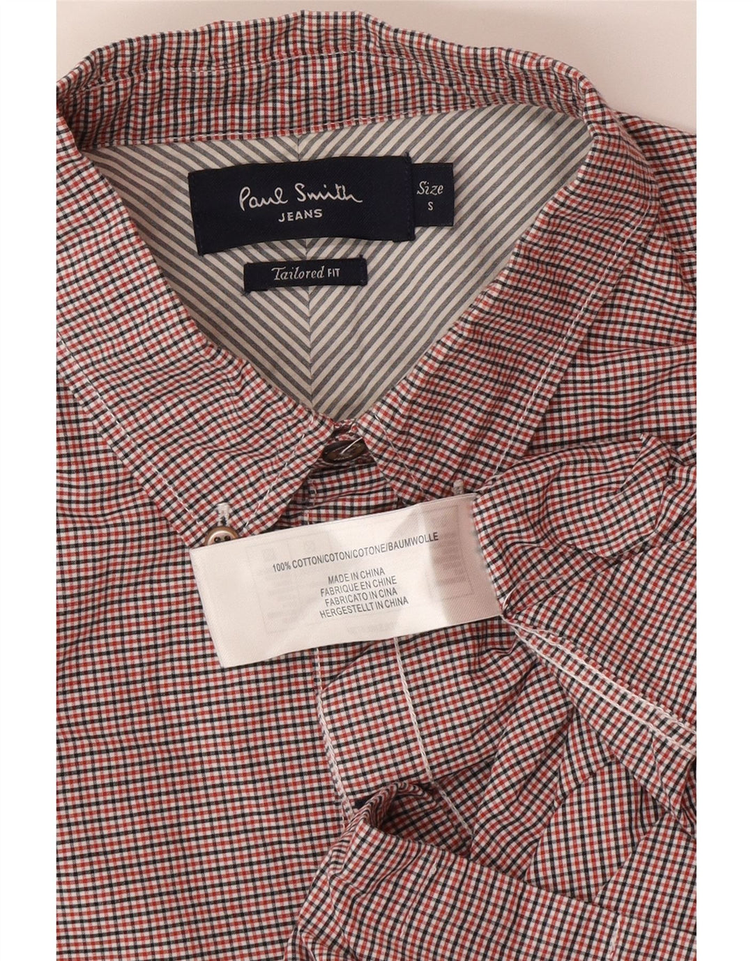 Paul Smith Mens Tailored Fit Shirt Small Red Check Cotton