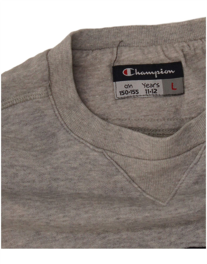 CHAMPION Boys Graphic Sweatshirt Jumper 11-12 Years Large Grey Cotton