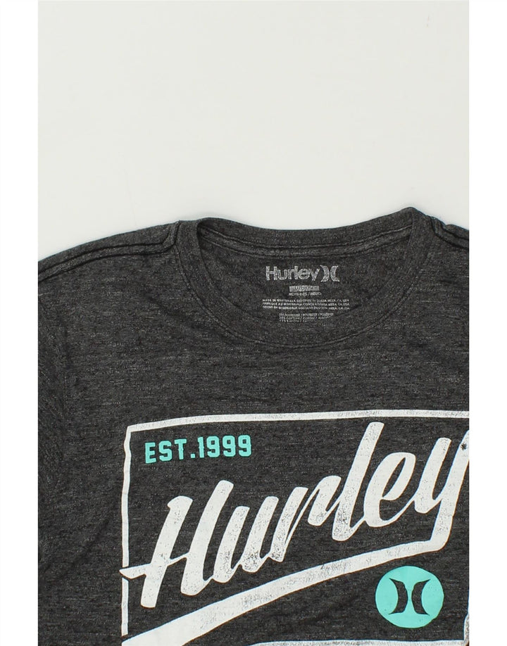 HURLEY Mens Graphic T-Shirt Top Medium Grey Flecked Polyester Vintage Hurley and Second-Hand Hurley from Messina Hembry 