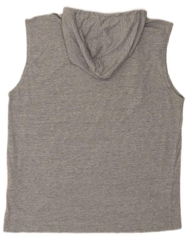 Champion Mens Hooded Graphic Vest Top Large Grey Cotton