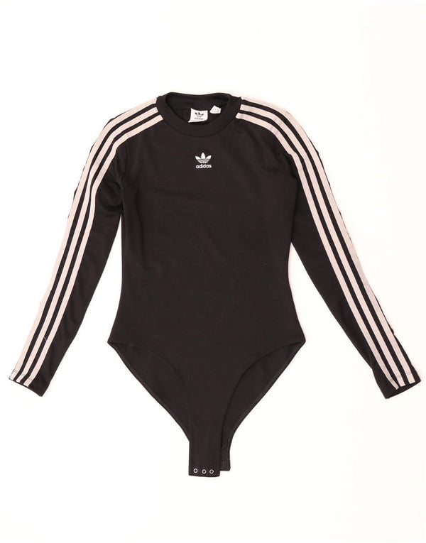 Adidas Womens Long Sleeve Bodysuit UK 8 Small Black Polyester