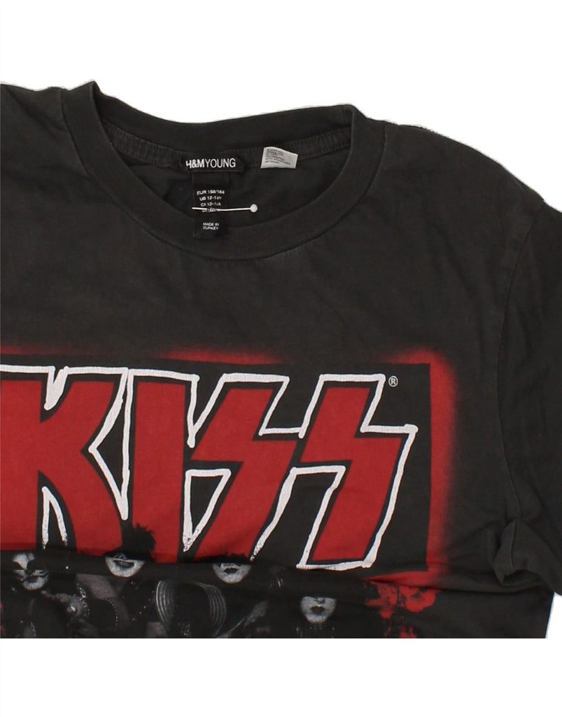 H&M Boys Kiss  Graphic T-Shirt Top 12-13 Years Black | Vintage H&M | Thrift | Second-Hand H&M | Used Clothing | Messina Hembry 