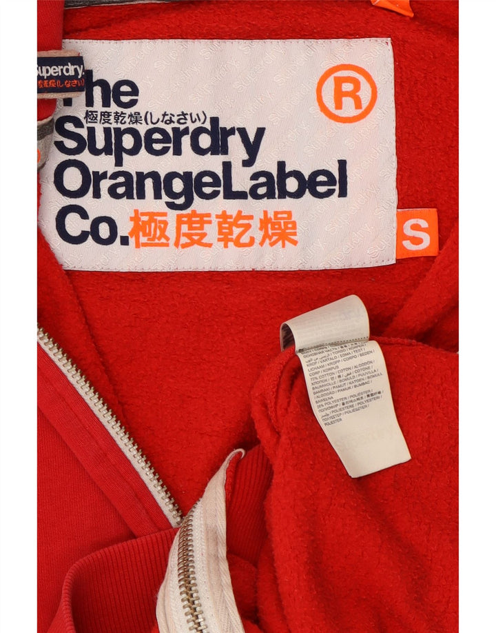 Superdry Mens Zip Hoodie Sweater Small Red Cotton