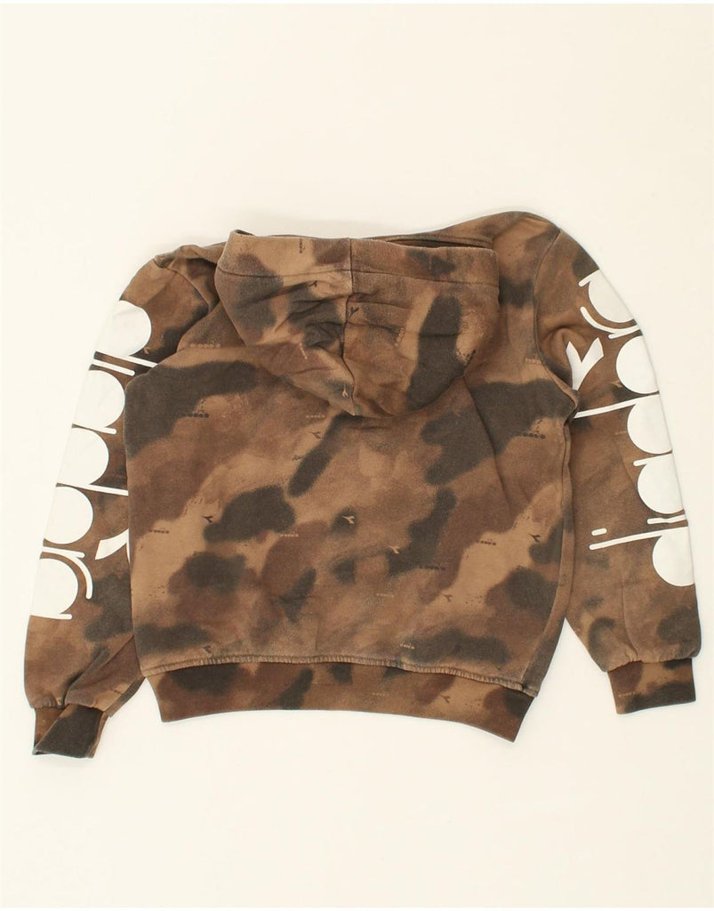 DIADORA Boys Graphic Hoodie Jumper 9-10 Years Brown Camouflage Cotton | Vintage Diadora | Thrift | Second-Hand Diadora | Used Clothing | Messina Hembry 