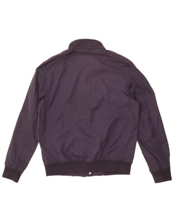 Zara Mens Bomber Jacket UK 40 Large Navy Blue Polyester