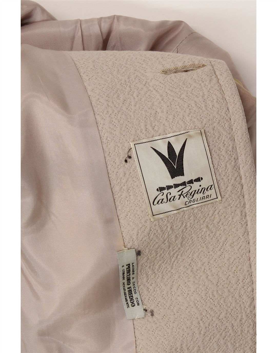 VINTAGE Womens Double Breasted Overcoat UK 14 Large Beige Vintage Vintage and Second-Hand Vintage from Messina Hembry 