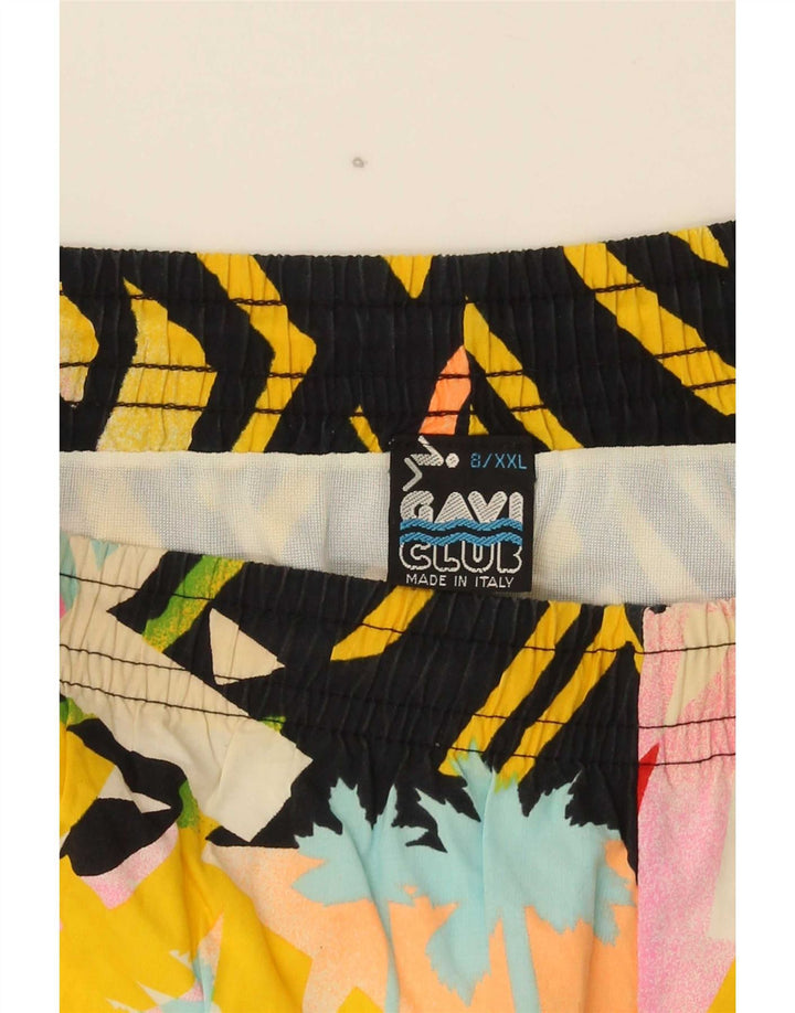 Vintage Mens Swimming Shorts 2XL  Multicoloured Geometric Cotton