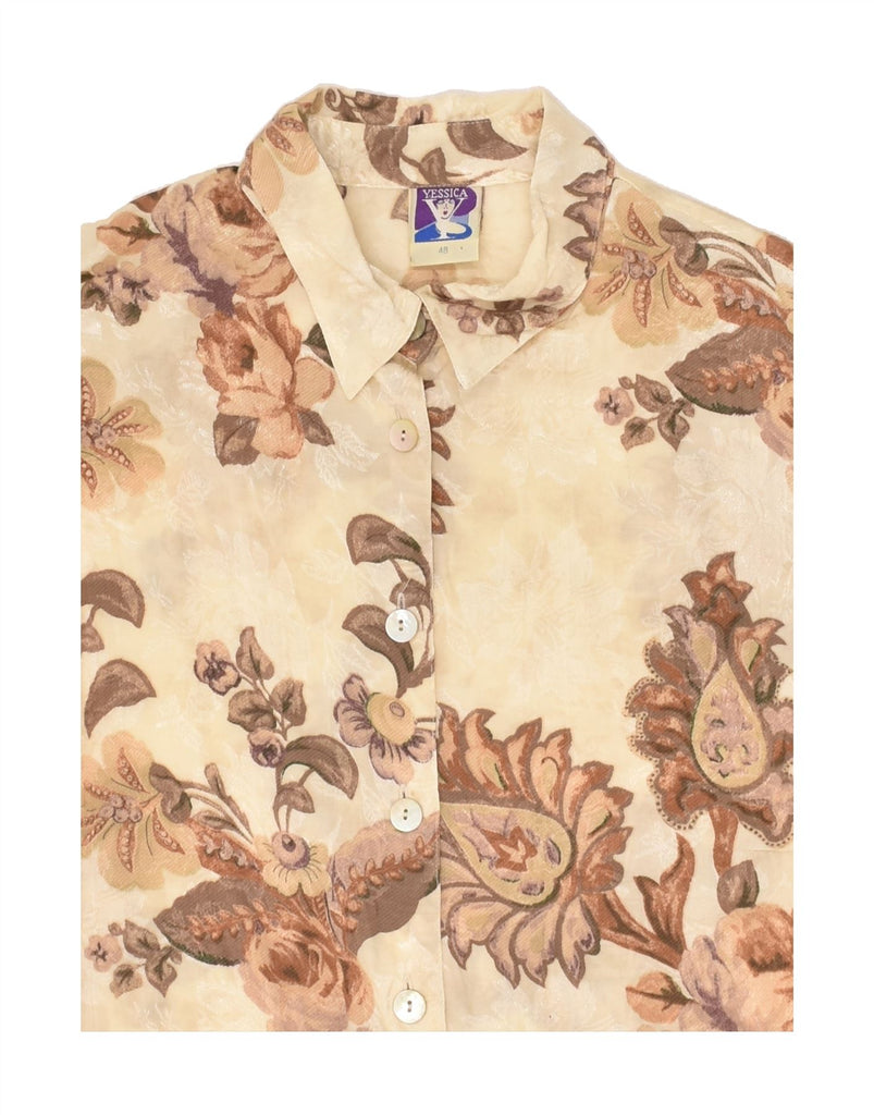 YESSICA Womens Shirt EU 48 2XL Beige Floral Viscose Vintage Yessica and Second-Hand Yessica from Messina Hembry 