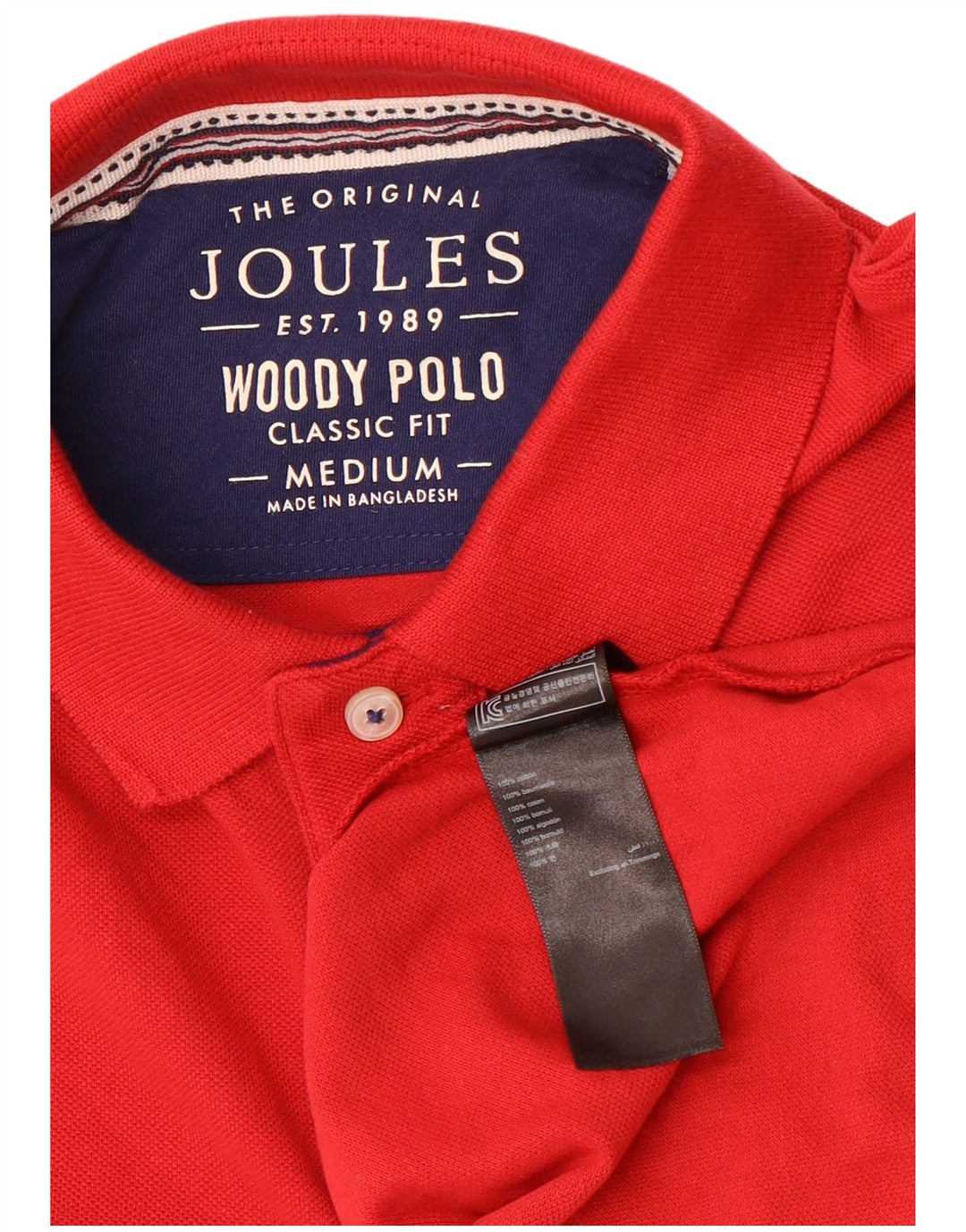 Joules Mens Classic Fit Polo Shirt Medium Red Cotton