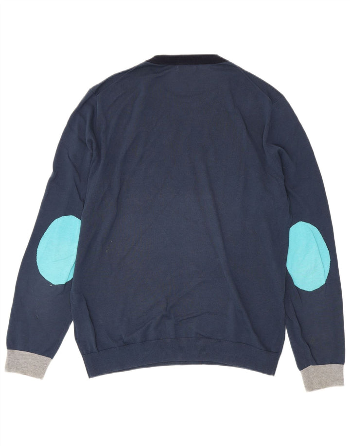 Sun68 Mens Crew Neck Jumper Sweater Large Navy Blue Cotton