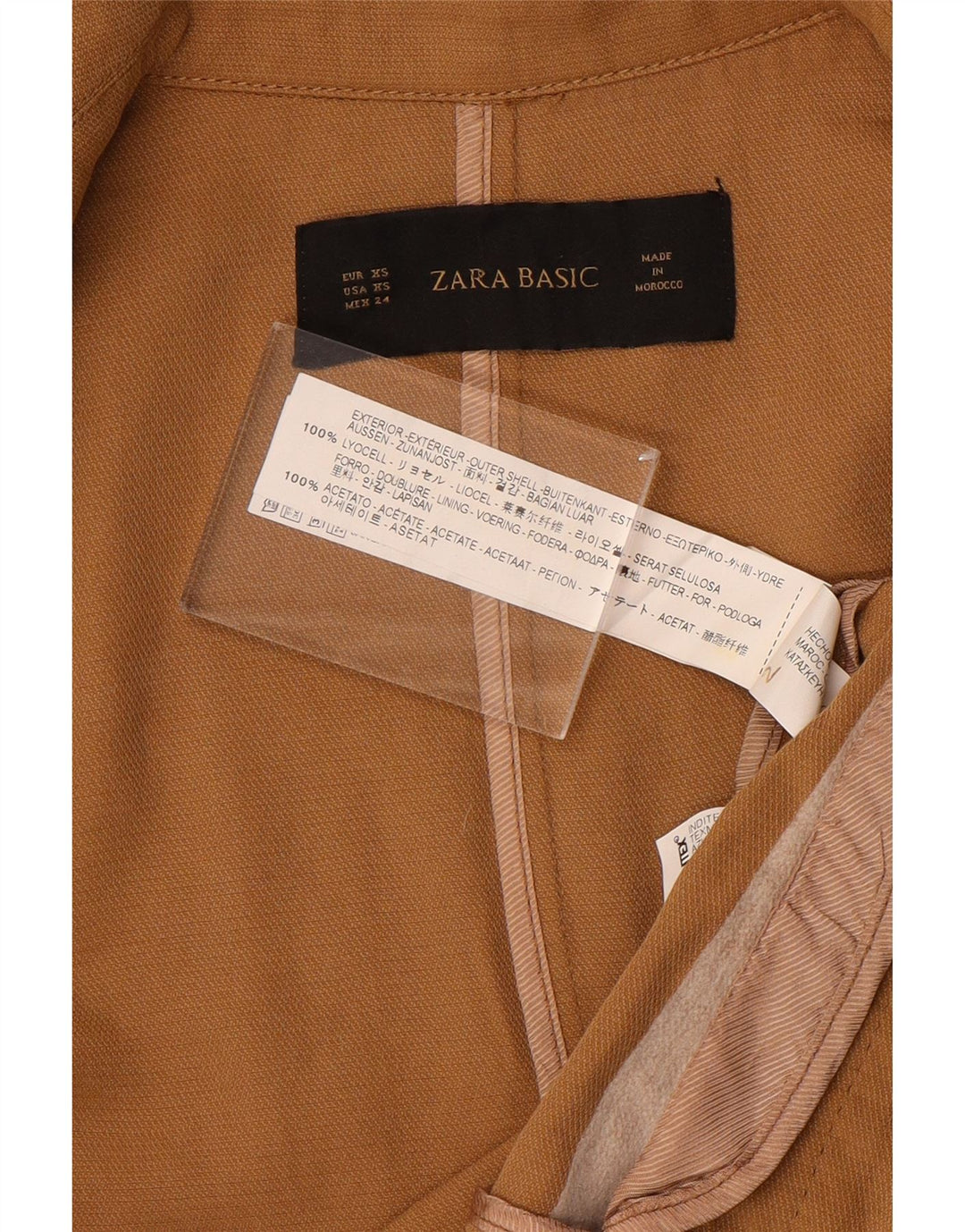 Zara Womens Oversized Crop Open Blazer Jacket UK 6 XS Brown Lyocell