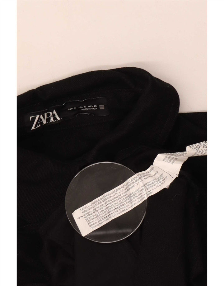 Zara Womens Oversized Shirt UK 14 Medium Black Geometric Cotton