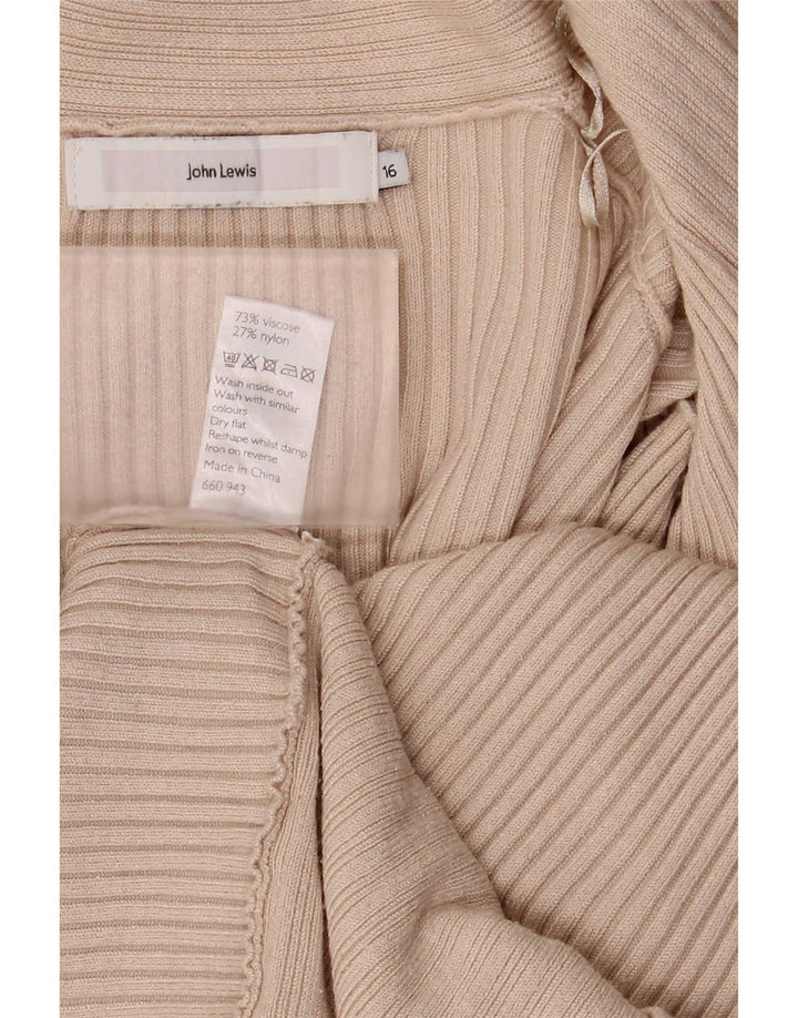 John Lewis Womens Oversized Open Cardigan Sweater UK 16 Large Beige Viscose