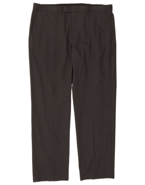 Marks & Spencer Mens Regular Fit Suit Trousers W38 L31 Black Wool