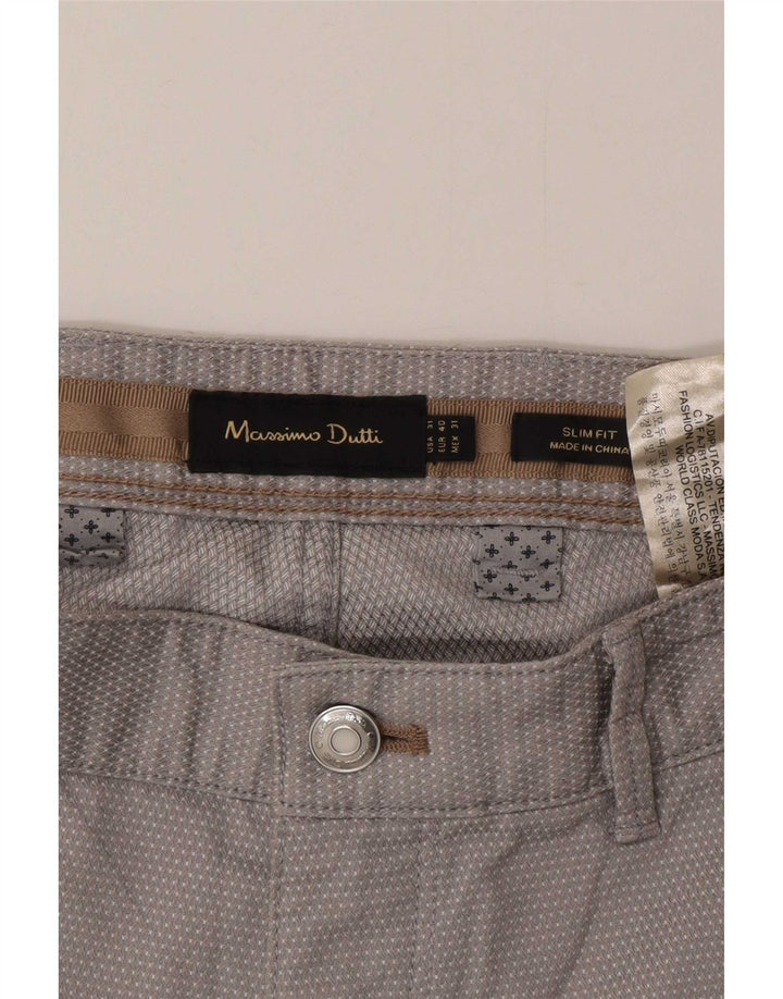 Massimo Dutti Mens Chino Trousers EU 40 Medium W31 L30 Grey Spotted