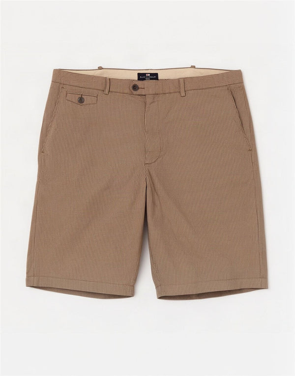 Marks & Spencer Mens Blue Harbour Chino Shorts W40 XL Khaki Gingham Cotton
